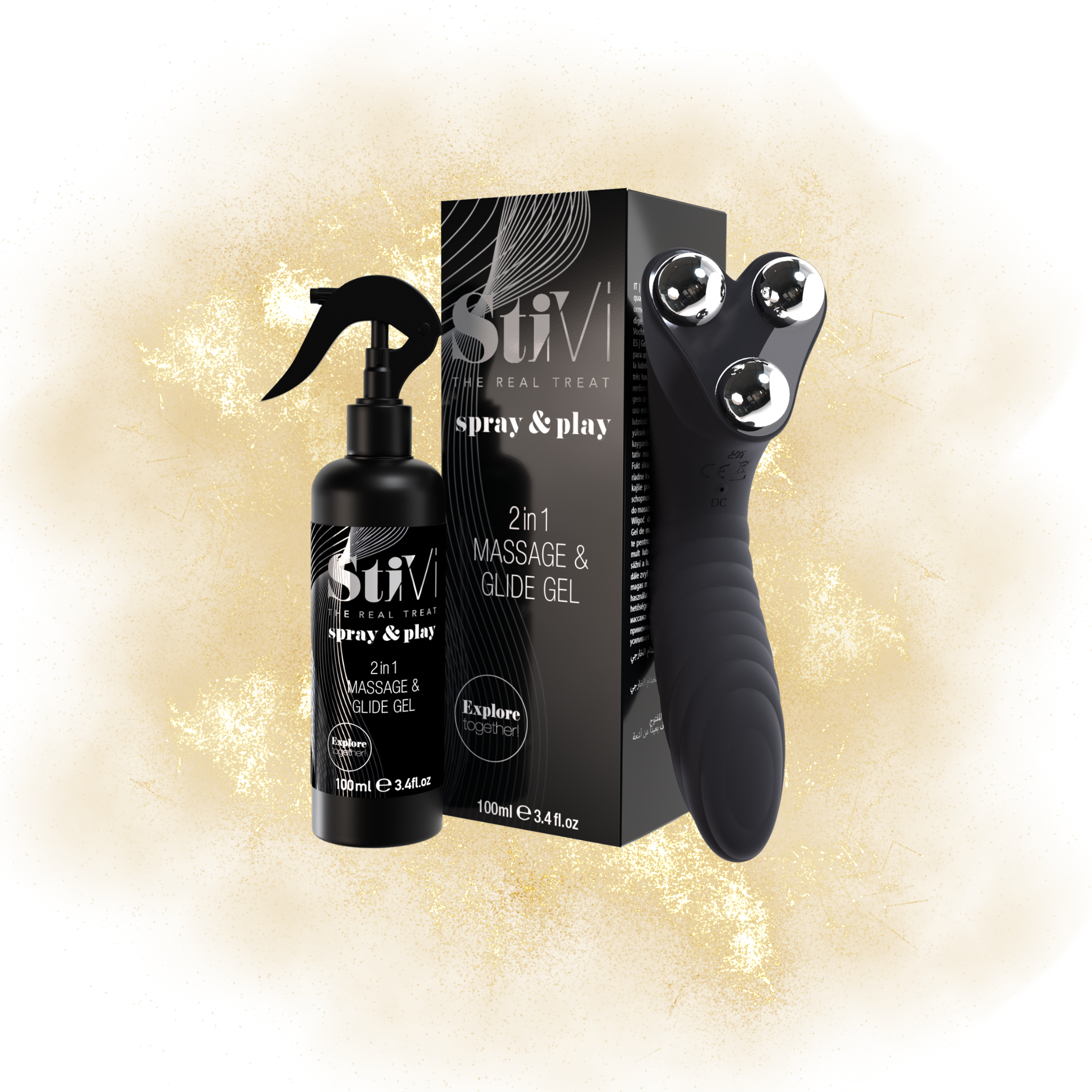 StiVi 2 in 1 Massage- und Vibrationsgerät + Play&Spray