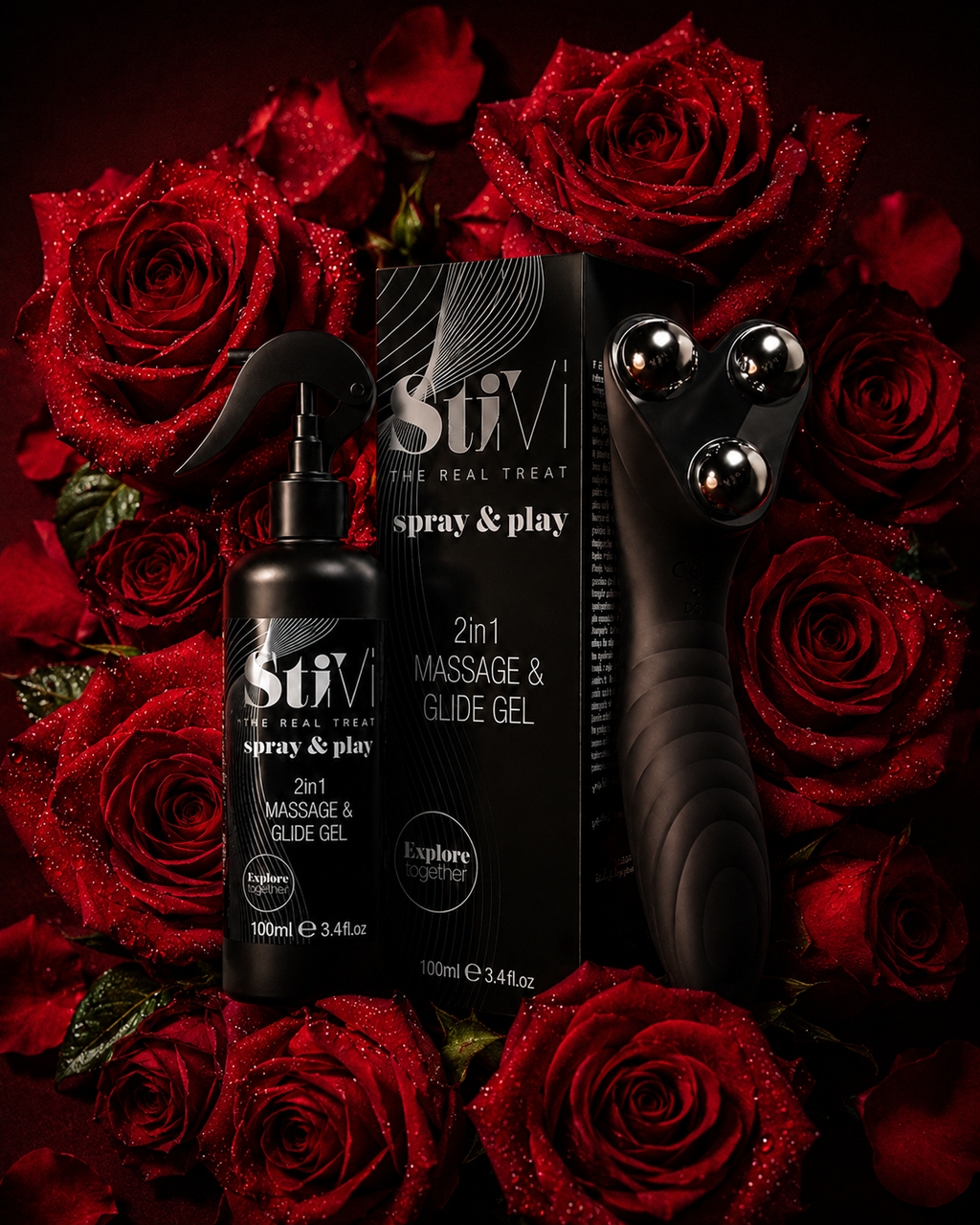 StiVi 2 in 1 Massage- und Vibrationsgerät + Play&Spray