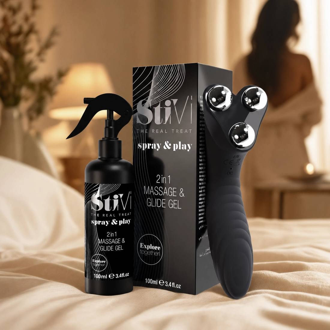 StiVi 2 in 1 Massage- und Vibrationsgerät + Play&amp;Spray